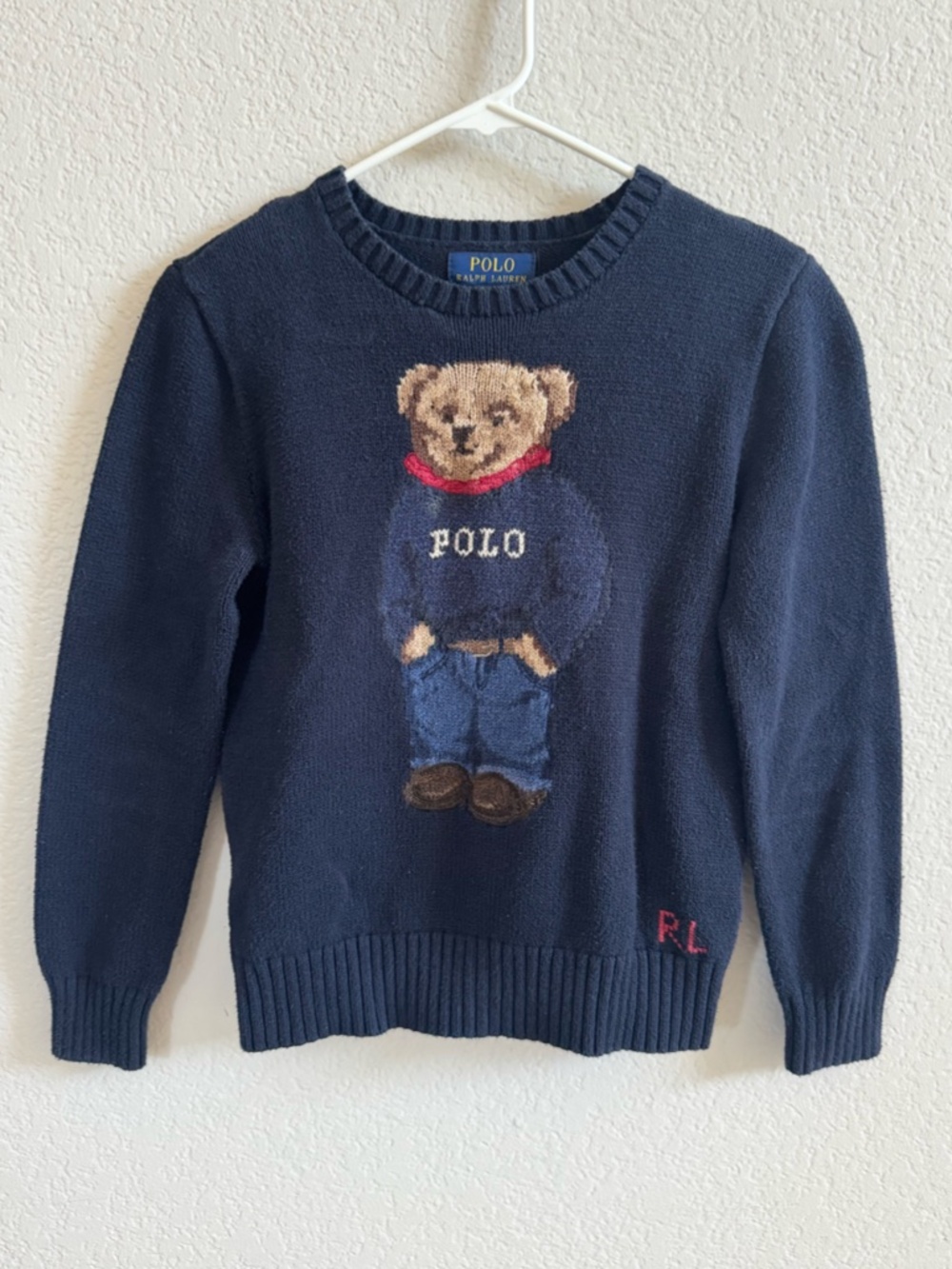Polo Bear by Ralph Lauren Kids Sweater Navy Knit Crew Neck Size‎ M 10-12